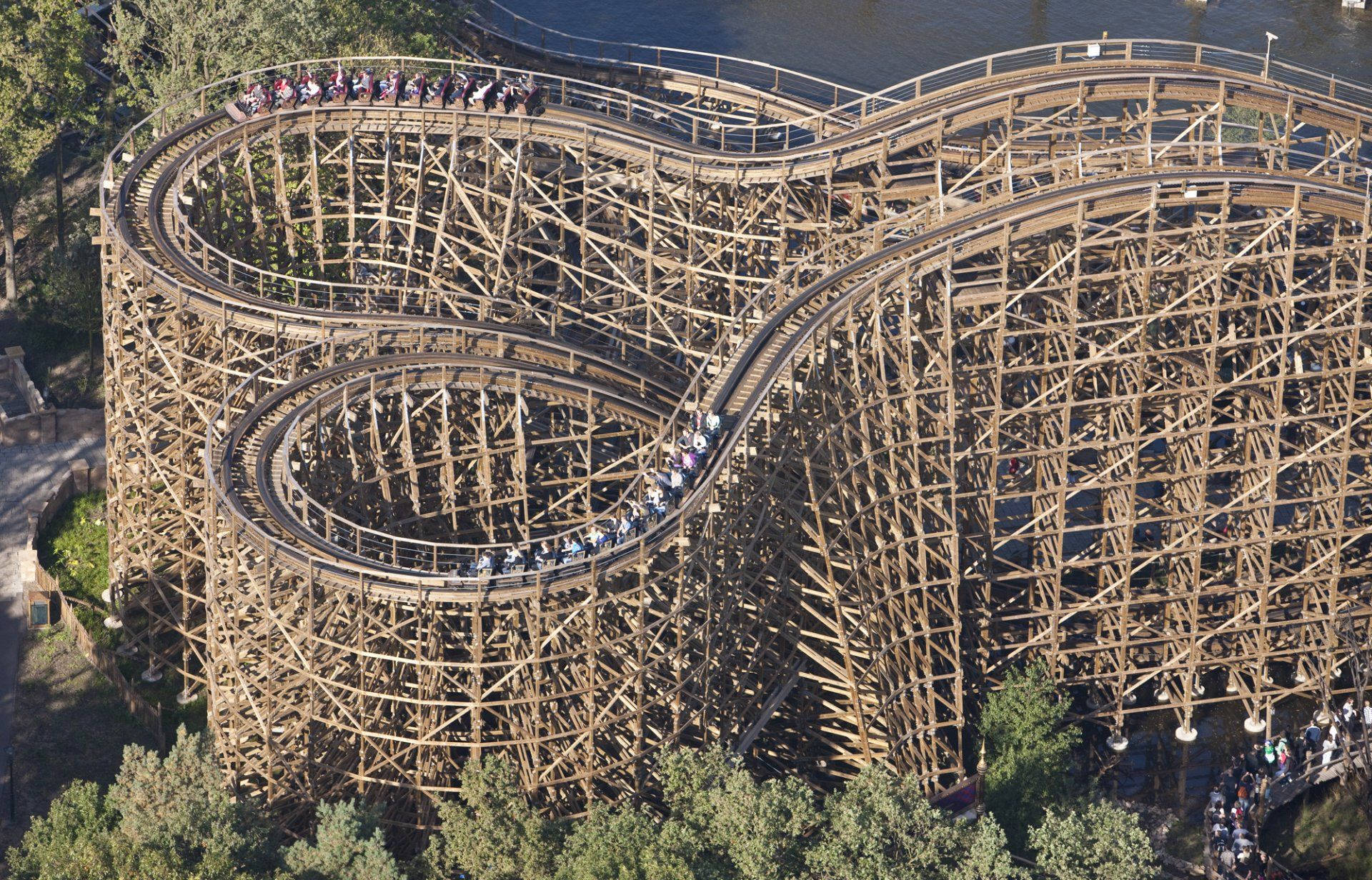 Massive Wooden Roller Coaster Wallpaper
