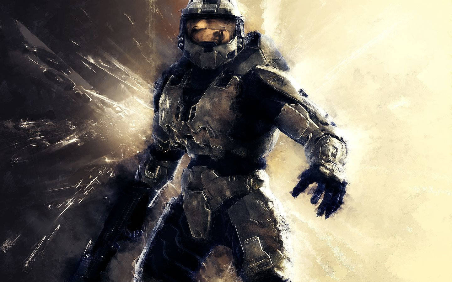 Master Chief And Bursting Background Wallpaper