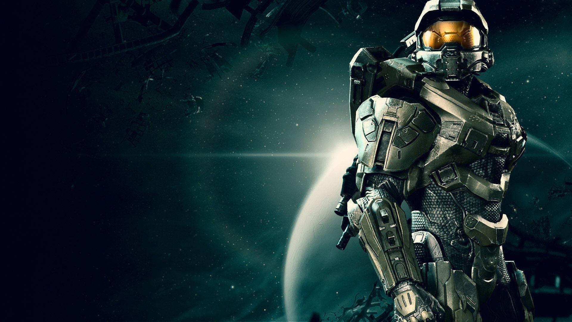 Master Chief And Right Planet Wallpaper