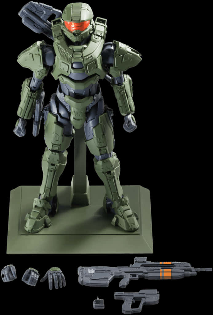 Master Chief Figureand Weapons PNG