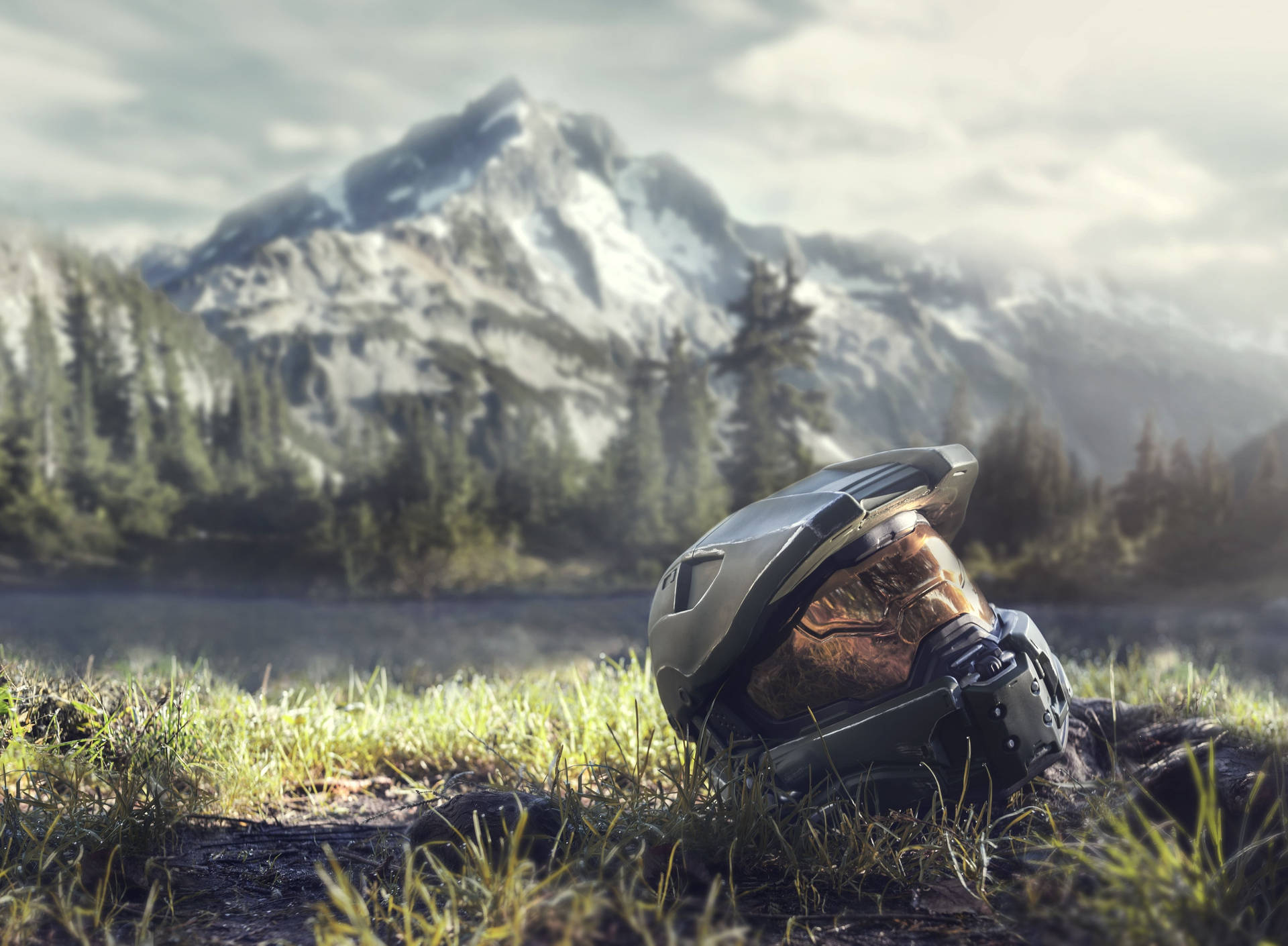 Master Chief Helmet And Mountain