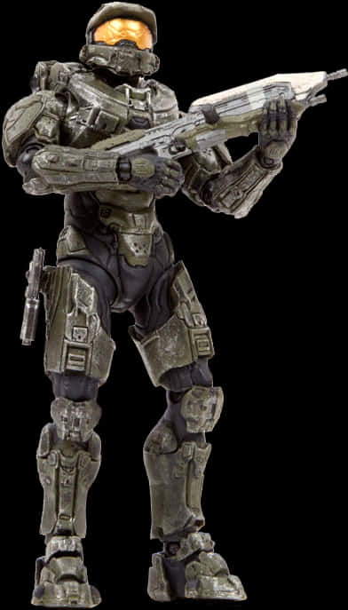 Master Chief Holding Rifle PNG