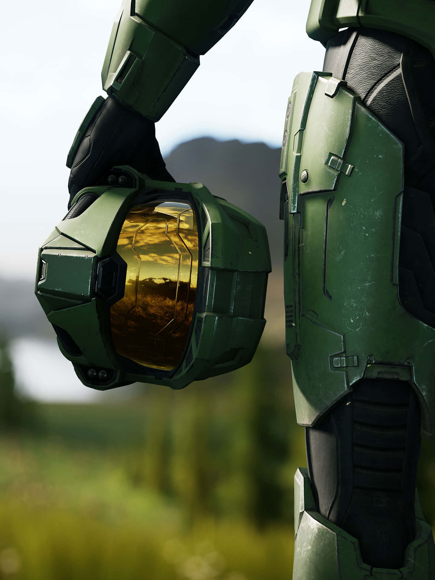 Master Chief always stays connected with the latest technology Wallpaper