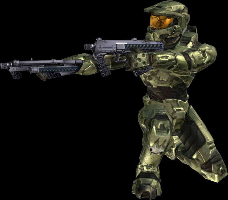 Master Chief With Assault Rifle PNG