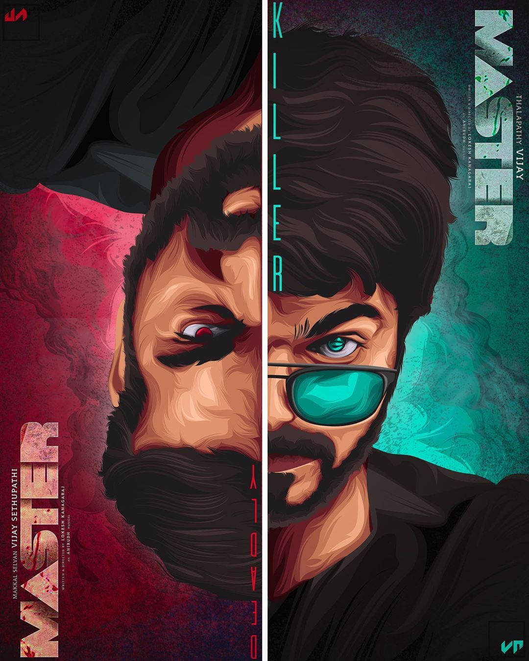 Master Vijay 4k Half Face Poster Background