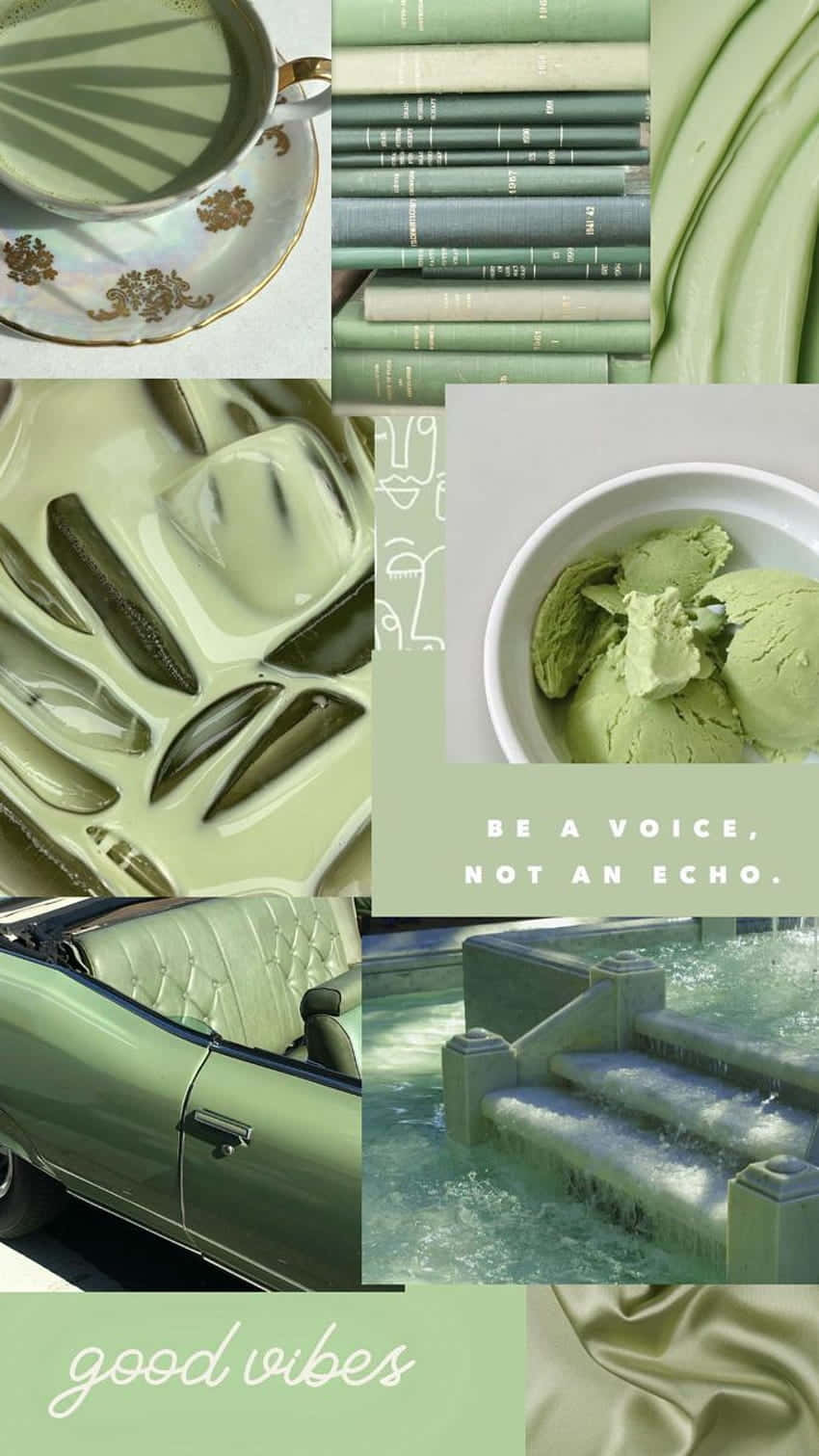 Matcha Aesthetic Collage Wallpaper