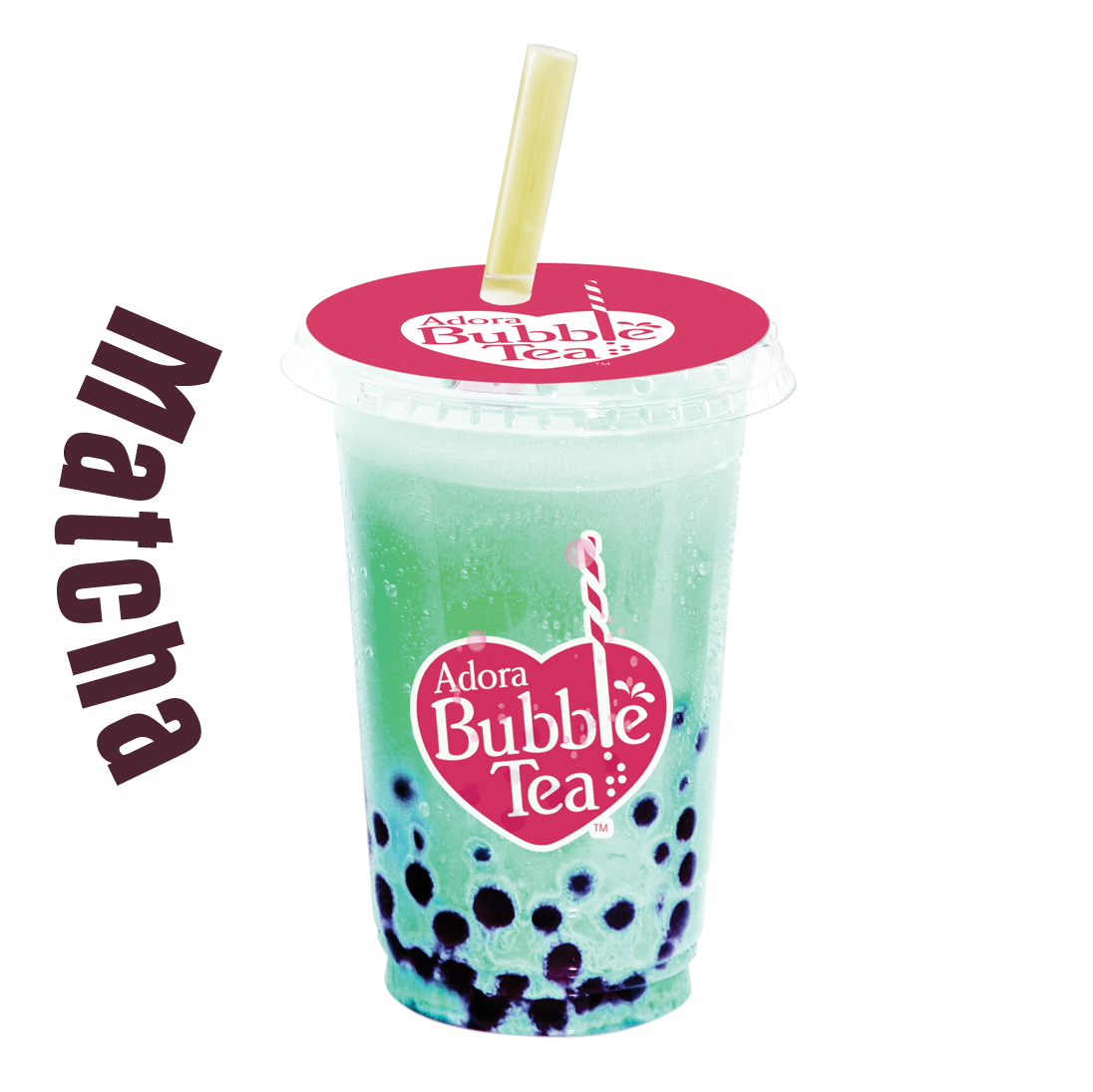 Matcha Bubble Tea Adora Brand PNG