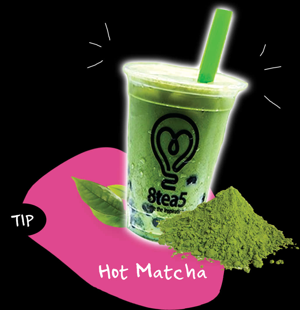 Matcha Bubble Tea Promotion PNG