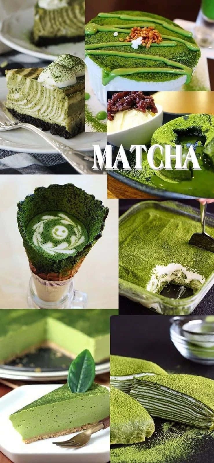Matcha Desserts Collage Wallpaper