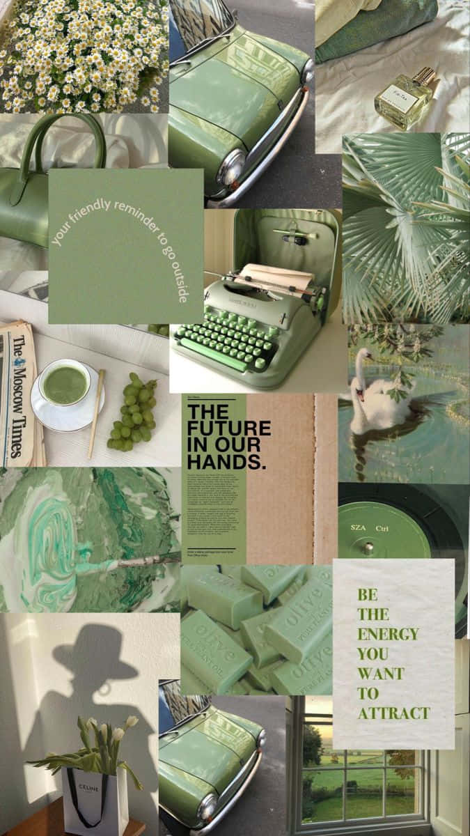 Matcha Green Inspiration Collage Wallpaper