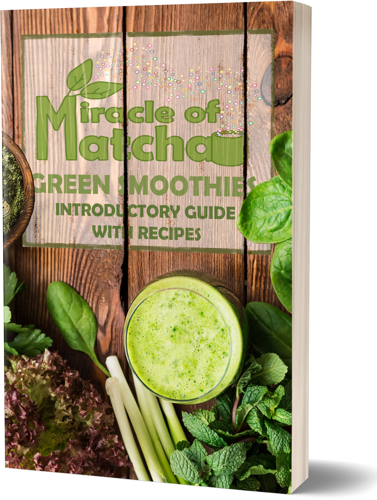 Matcha Green Smoothie Recipe Book Cover PNG