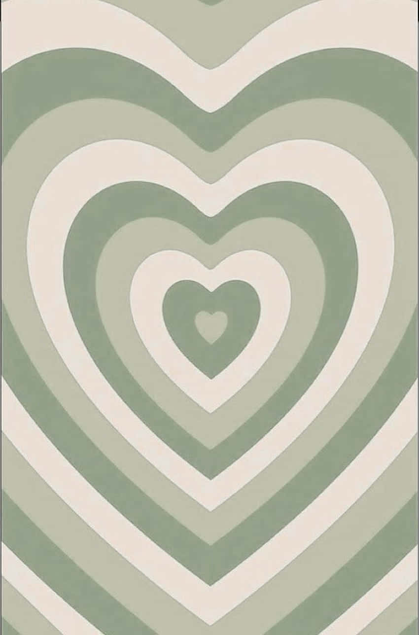 Matcha Heart Concentric Pattern Wallpaper