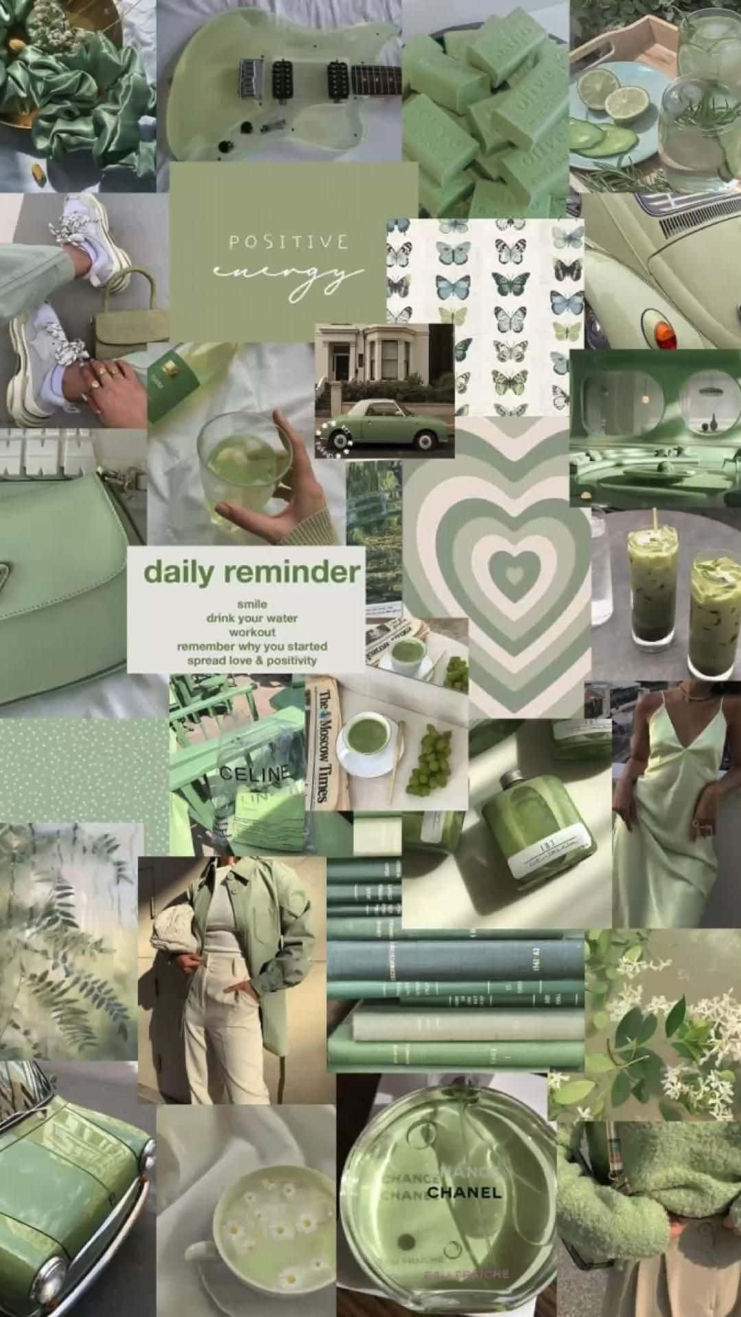Matcha Inspired Aesthetic Collage Wallpaper