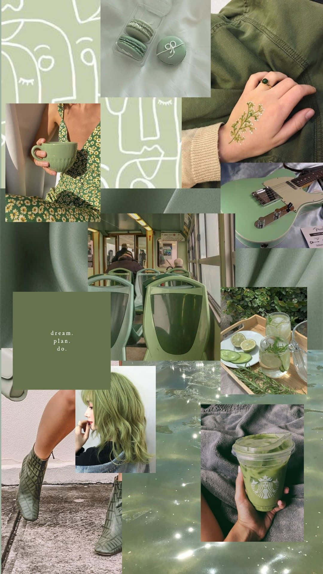 Matcha Inspired Aesthetic Collage.jpg Wallpaper