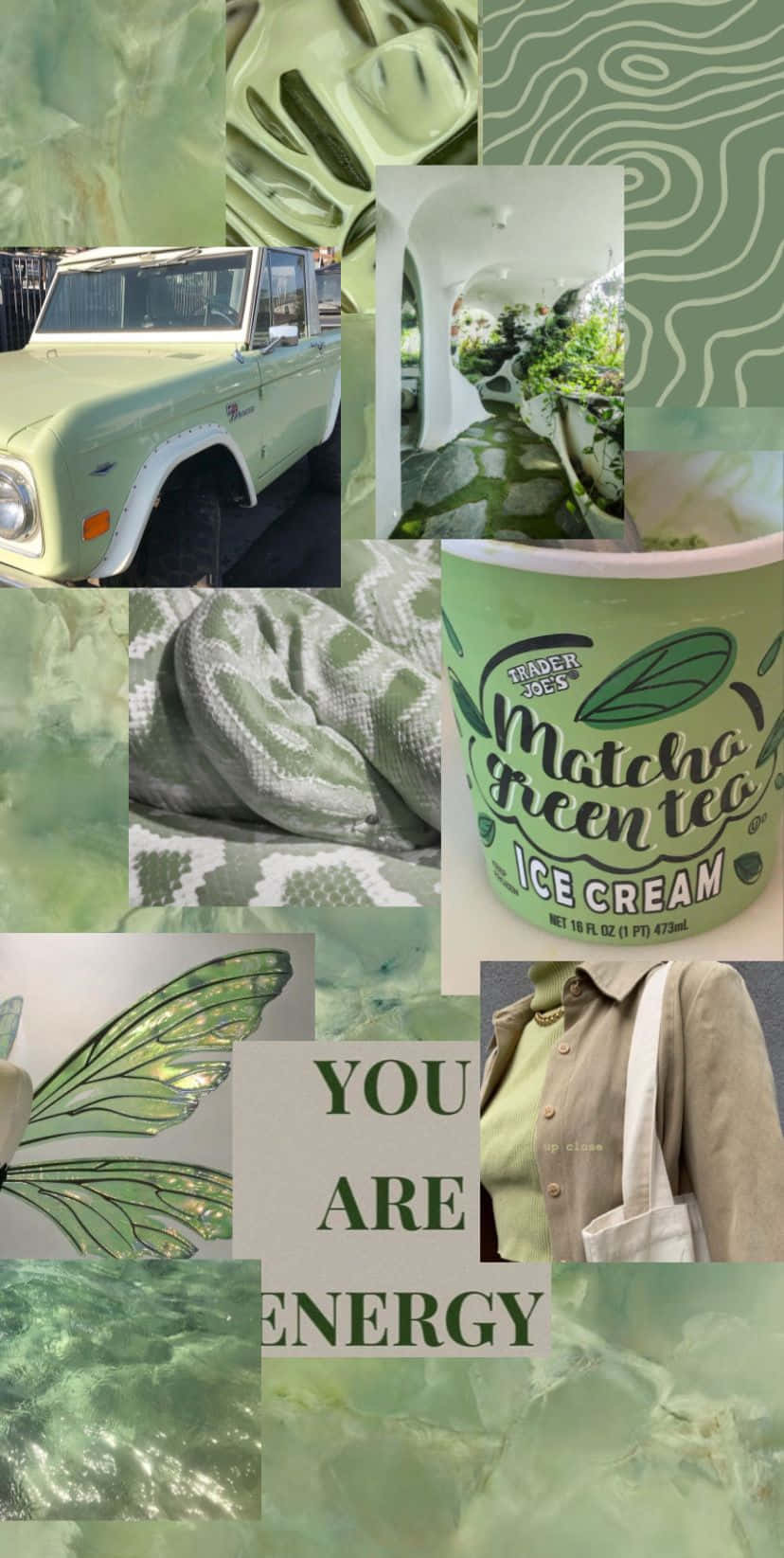 Matcha Inspired Collage Aesthetic Wallpaper