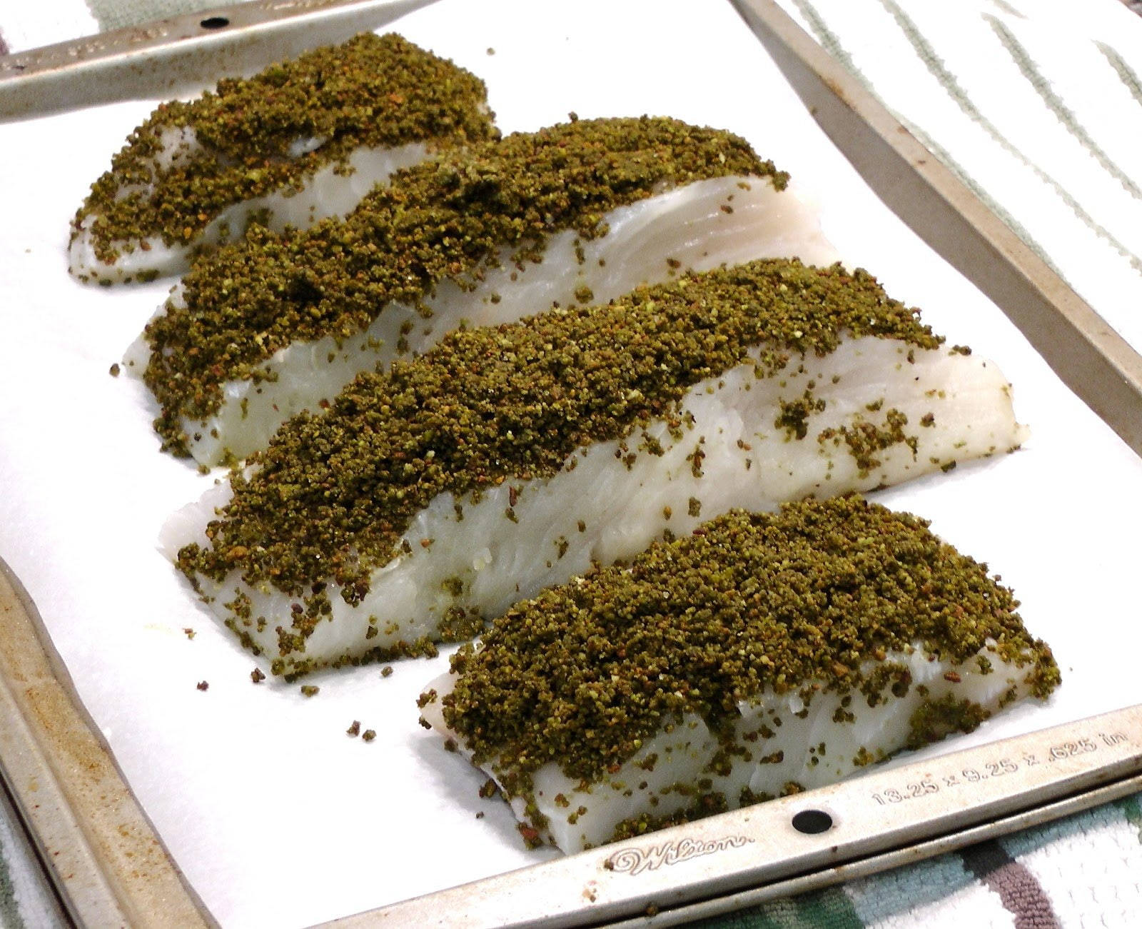 Matcha Pistachio Topped Baked Halibut Wallpaper
