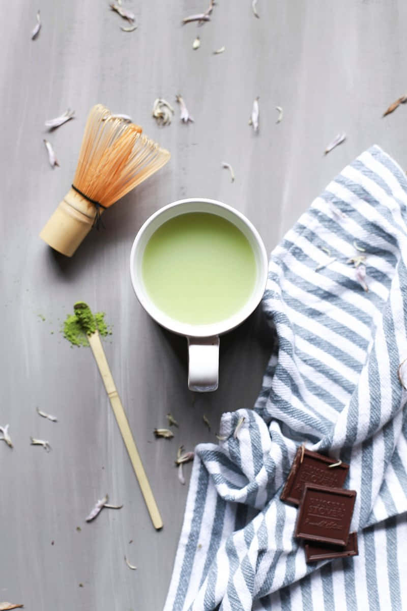 Matcha Tea Setup Aesthetic.jpg Wallpaper