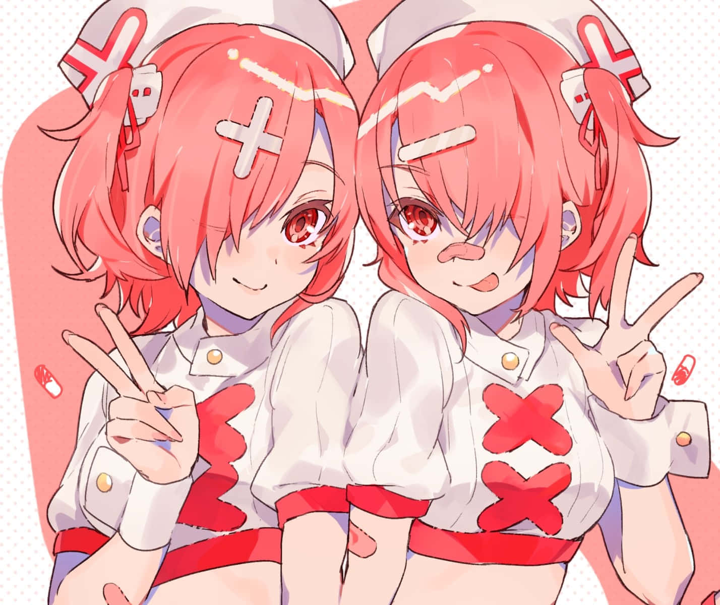 Attmatcha Anime Red Nurse Peace Som Dator- Eller Mobilbakgrund. Wallpaper