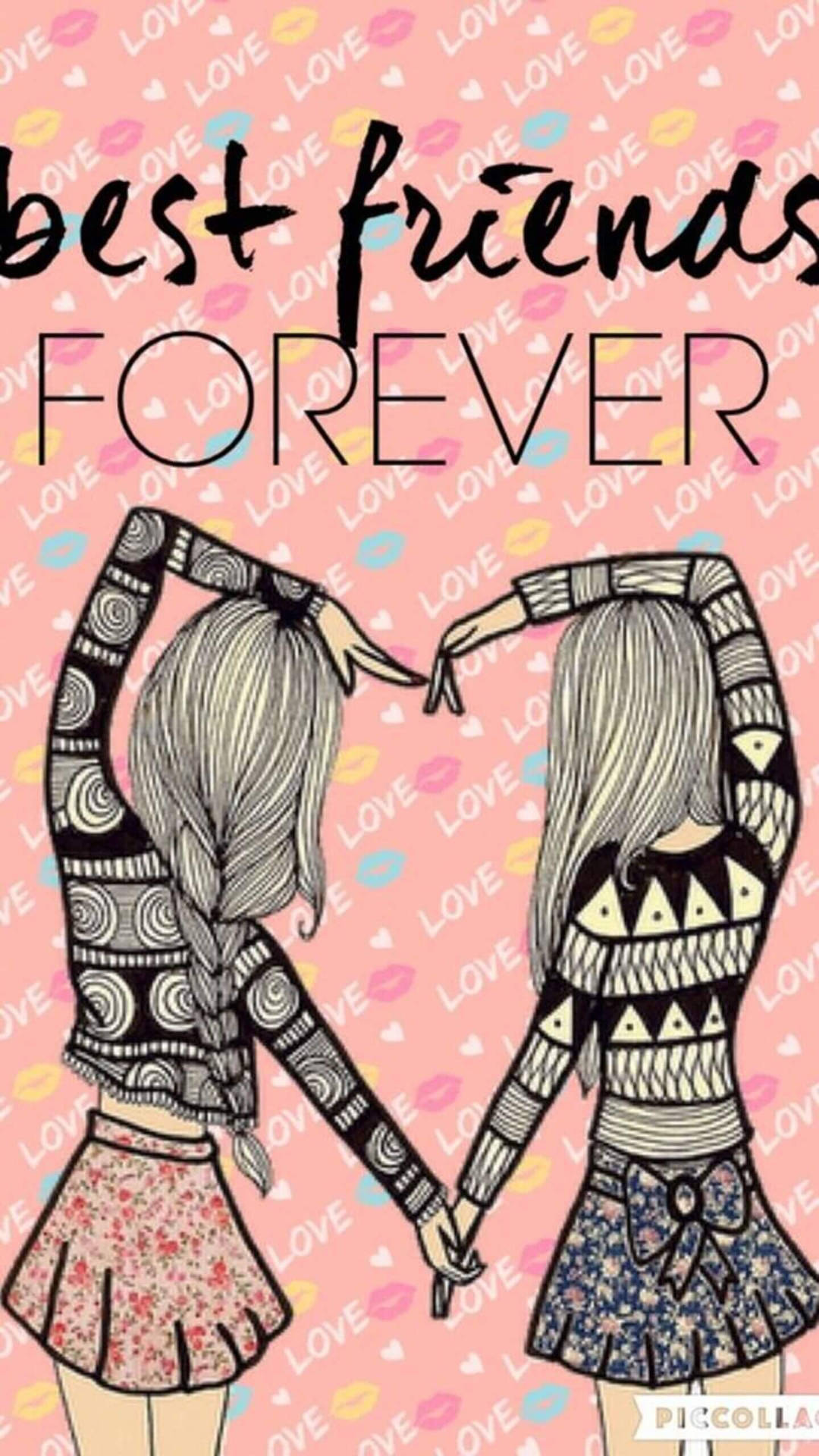 Matching Bff Forever Heart Wallpaper