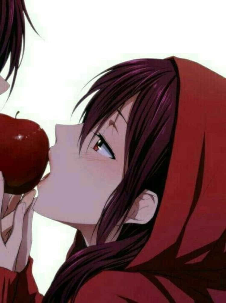 "Romantic and playful, Matching Couple Pfp featuring a girl with apple" Wallpaper