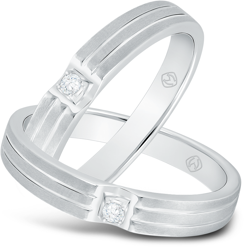 Matching Couple Wedding Bands Silver PNG