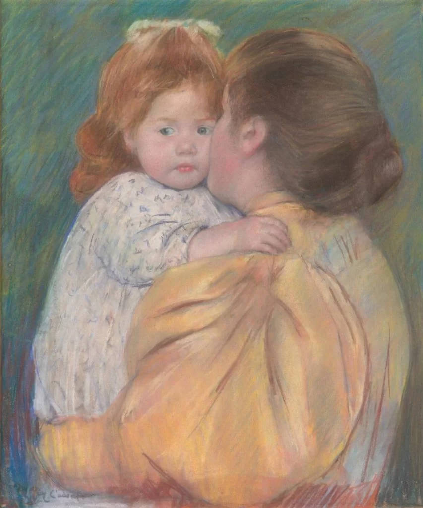 "Maternal Kiss" Mother And Baby Painting Wallpaper