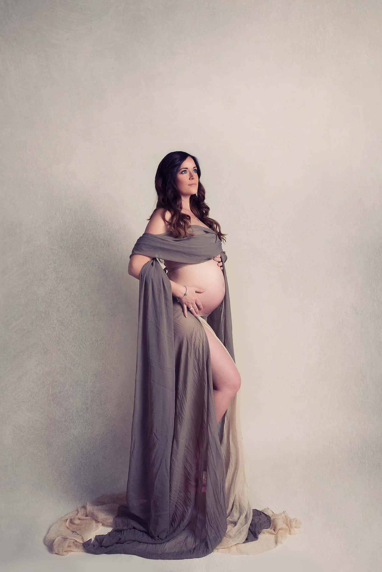 Gravid Kvinde Maternity Portræt Billede