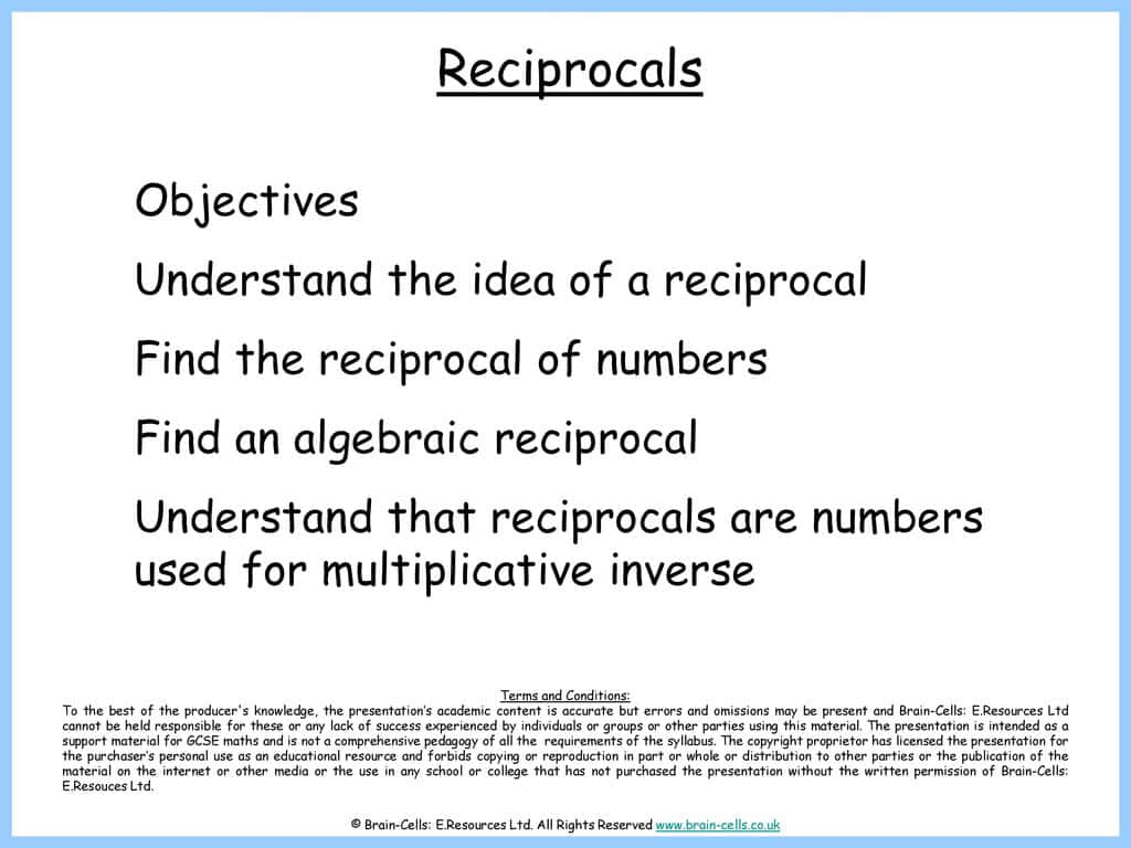 Math Reciprocals Educational Slide Wallpaper