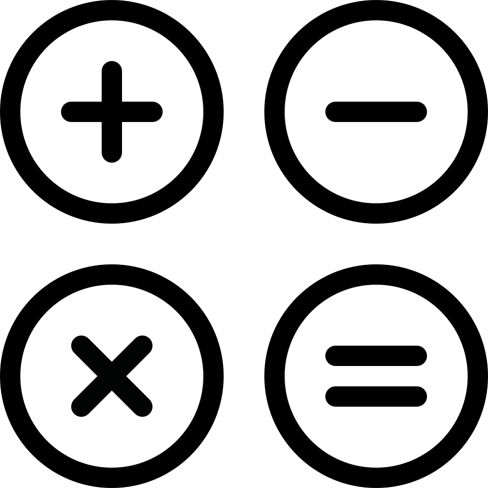 Mathematical_ Operations_ Icons PNG — A minimalist black background with a subtle dark gray X mark in the bottom left corner.