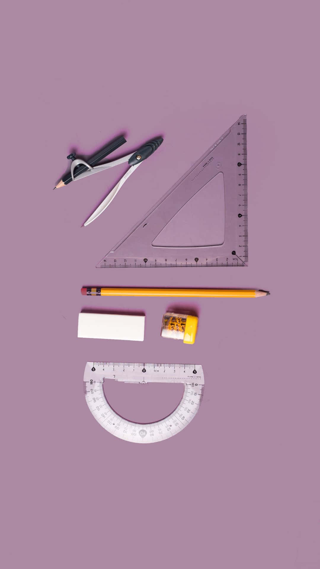 Mathematical Tools Purple Background Wallpaper
