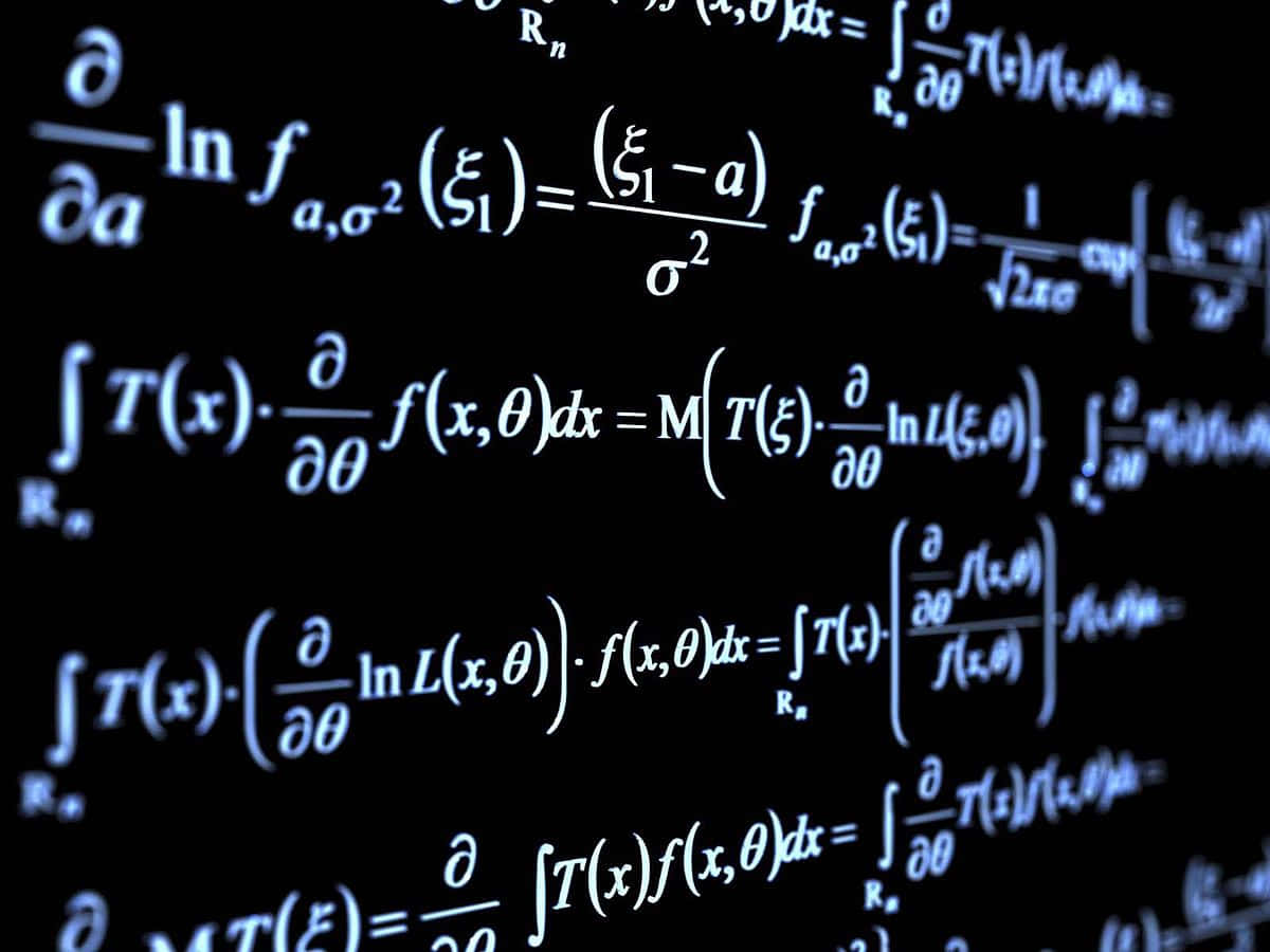 A Black Screen With Many Mathematical Formulas