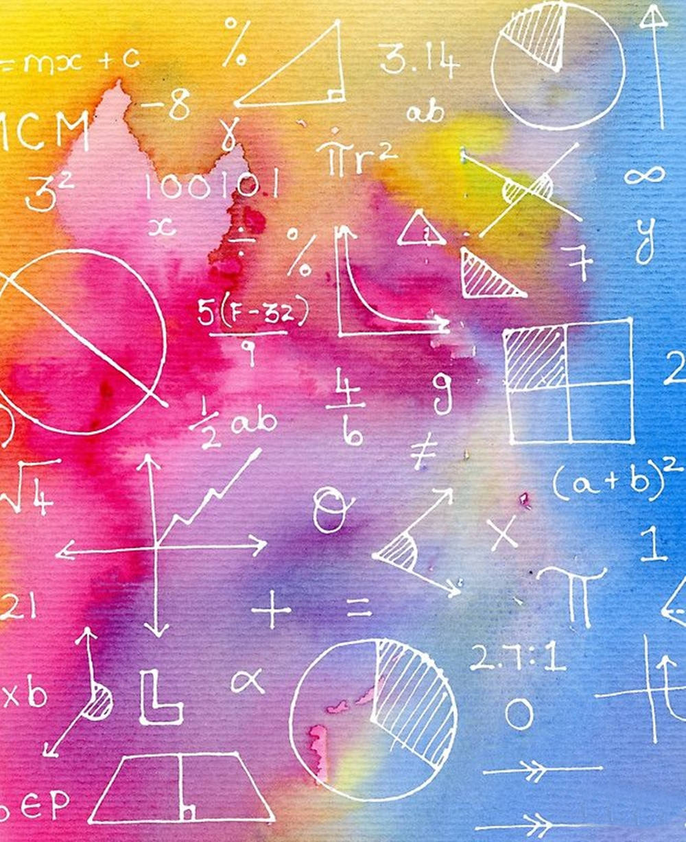 Mathematics Colorful Equations Art Background