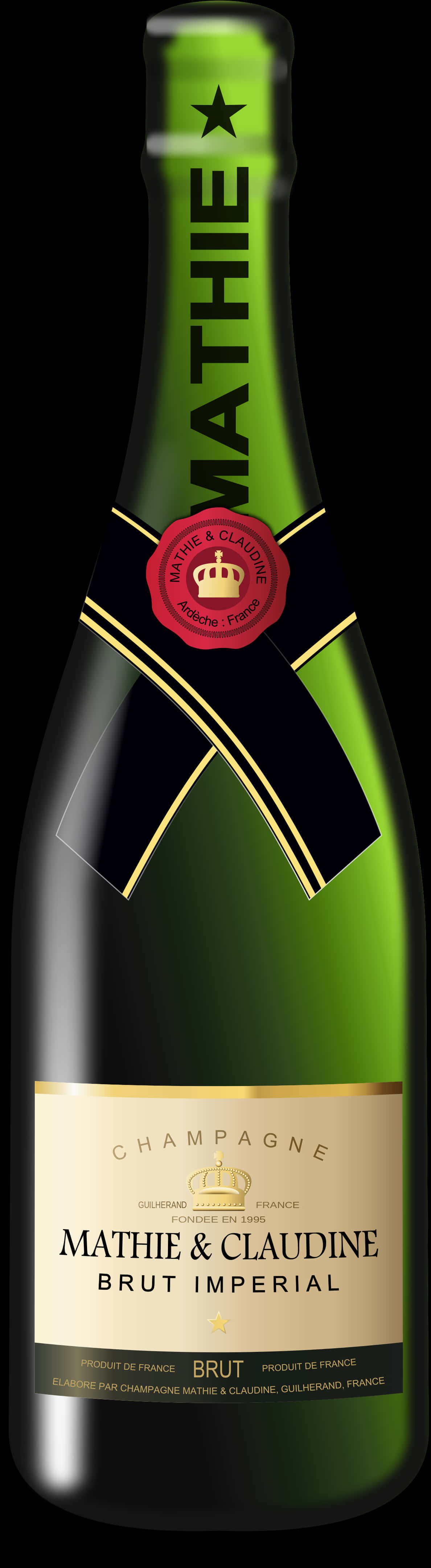 Mathie Claudine Brut Imperial Champagne Bottle PNG