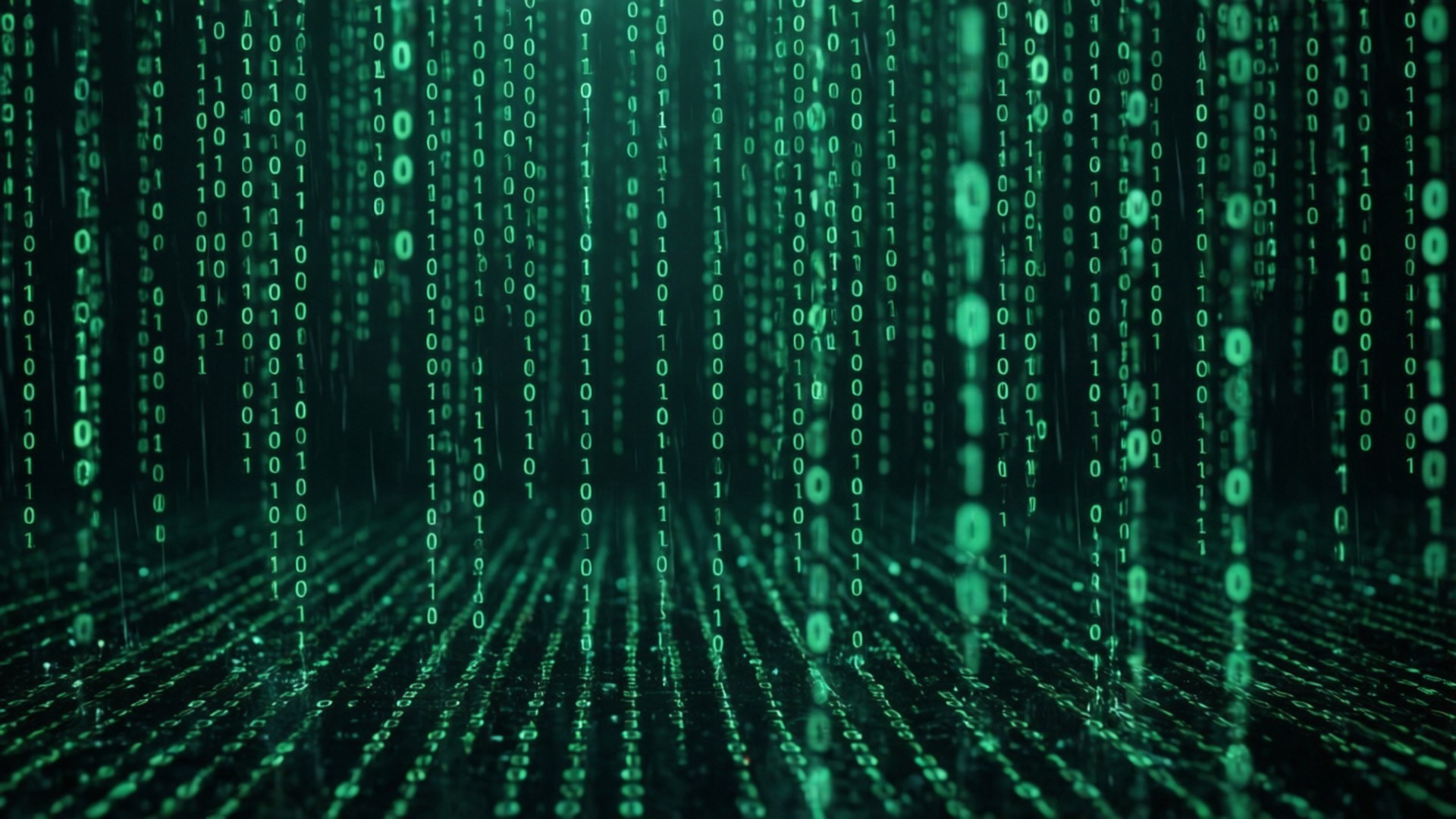 Matrix Kode Regn Wallpapers — Ikonisk grøn binær kode, der kaskaderer ned ad en sort baggrund.