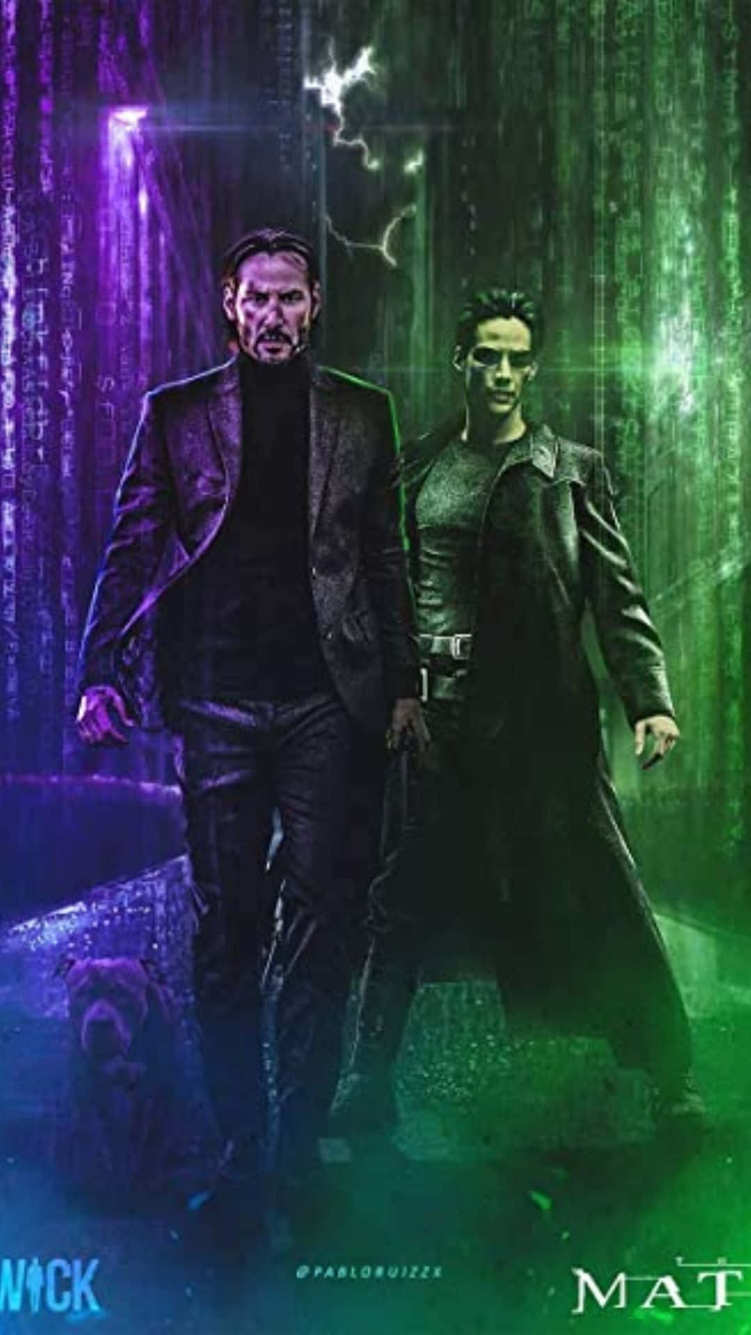 The Matrix Movie Poster With Two Men In Suits Wallpaper