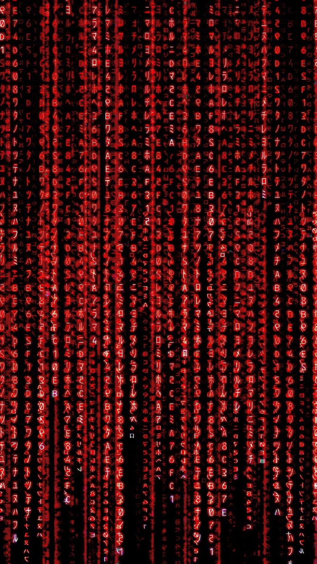 A Red Matrix Background With Red Dots Wallpaper