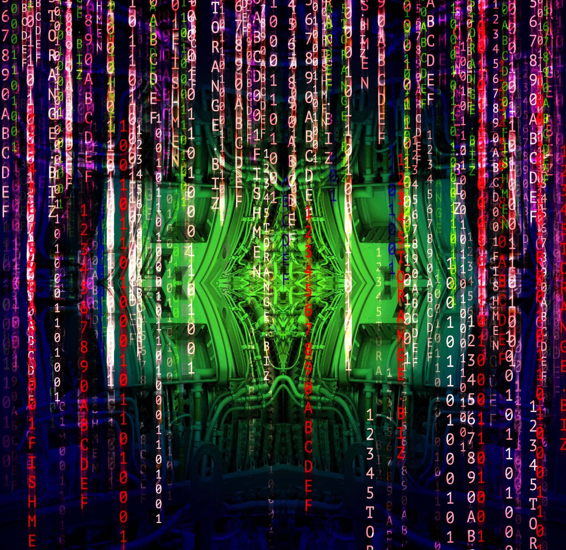 A Computer Screen With A Green And Red Background