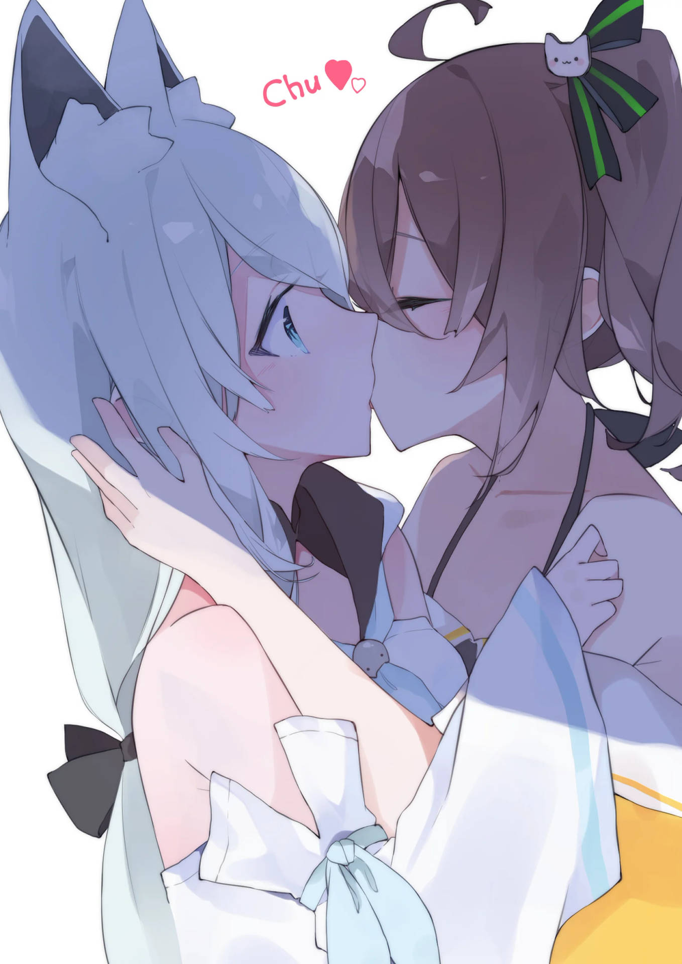 Matsueri og Fubuki-piger kysser voldeligt Wallpaper