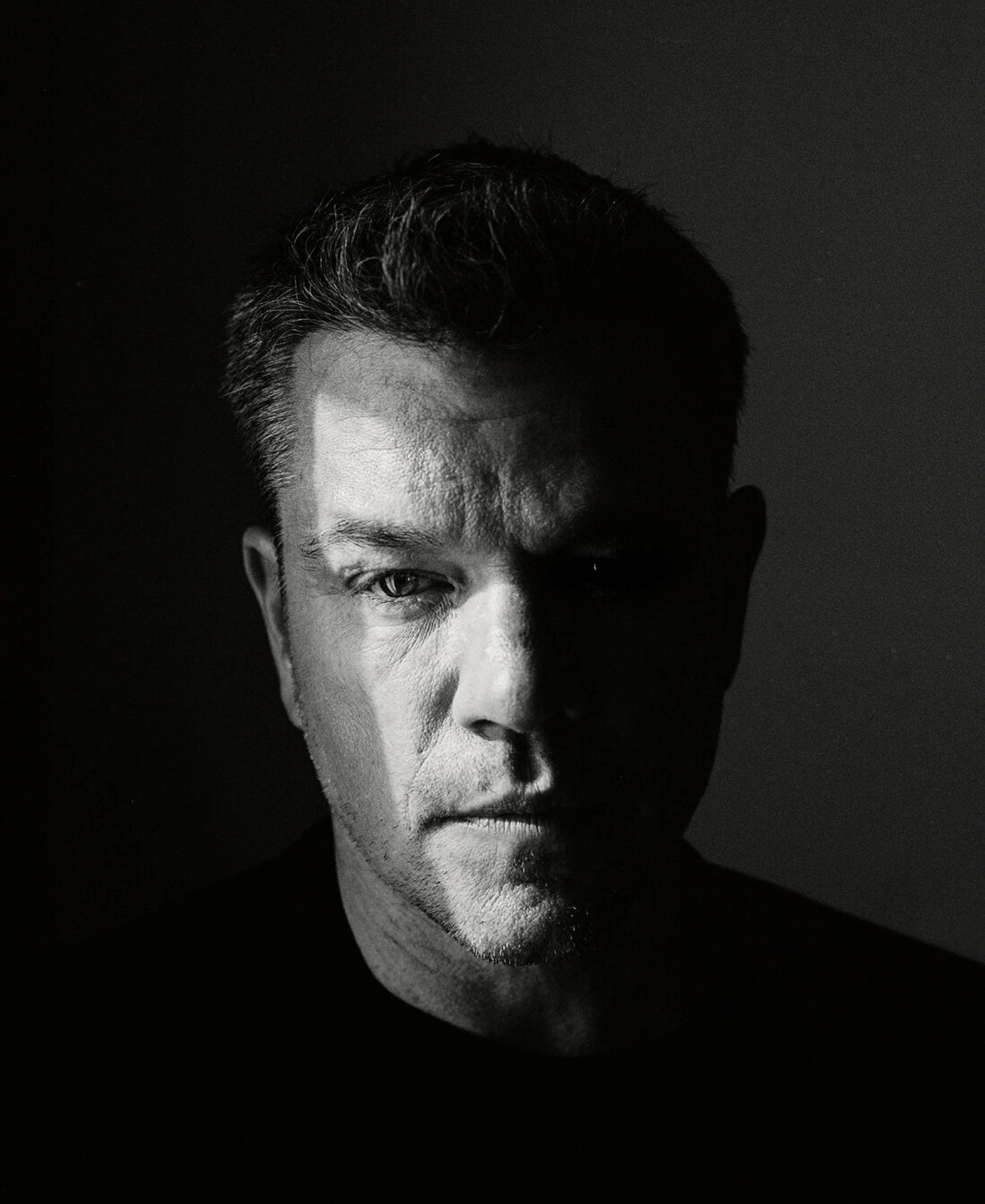Matt Damon Black Headshot Wallpaper