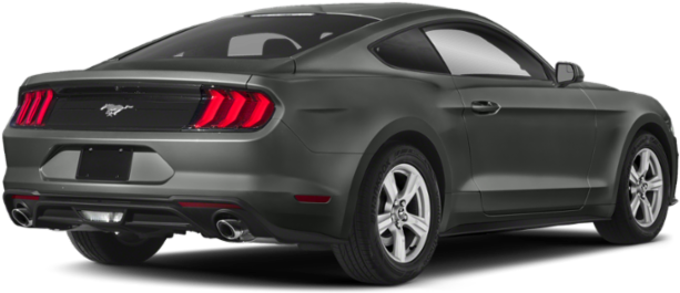 Matte Gray Ford Mustang Rear View PNG