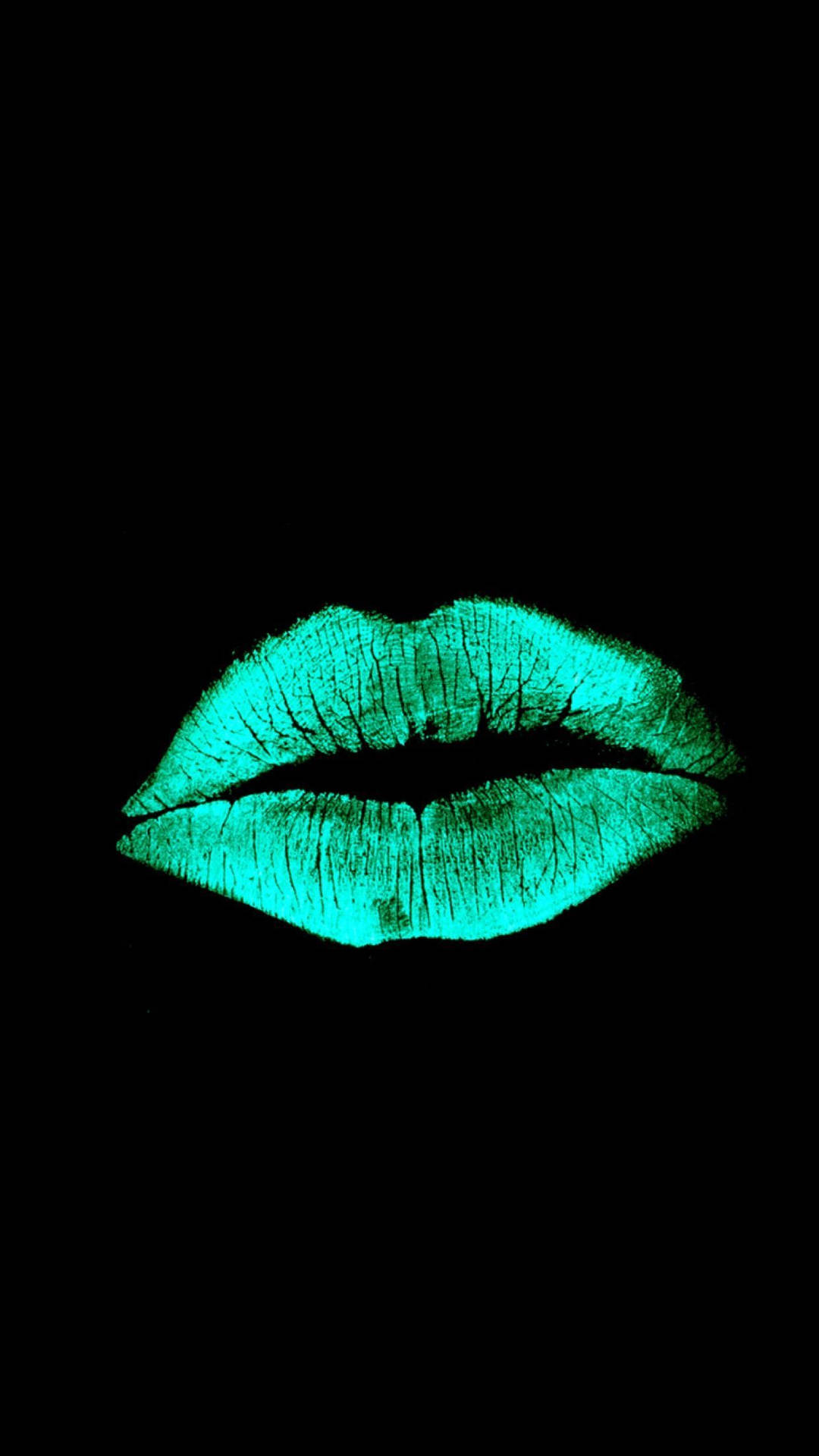 Matted Green Kiss Mark Of Lips Wallpaper
