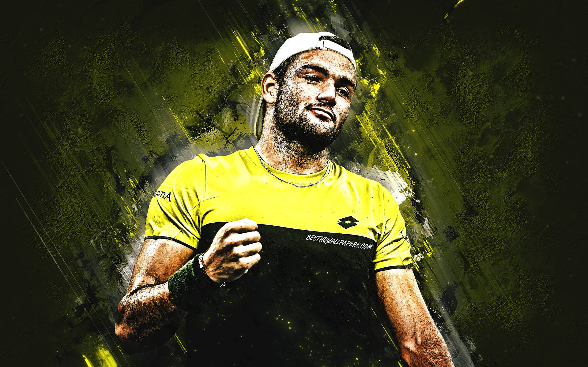 Matteo Berrettini in action during a tennis match Wallpaper