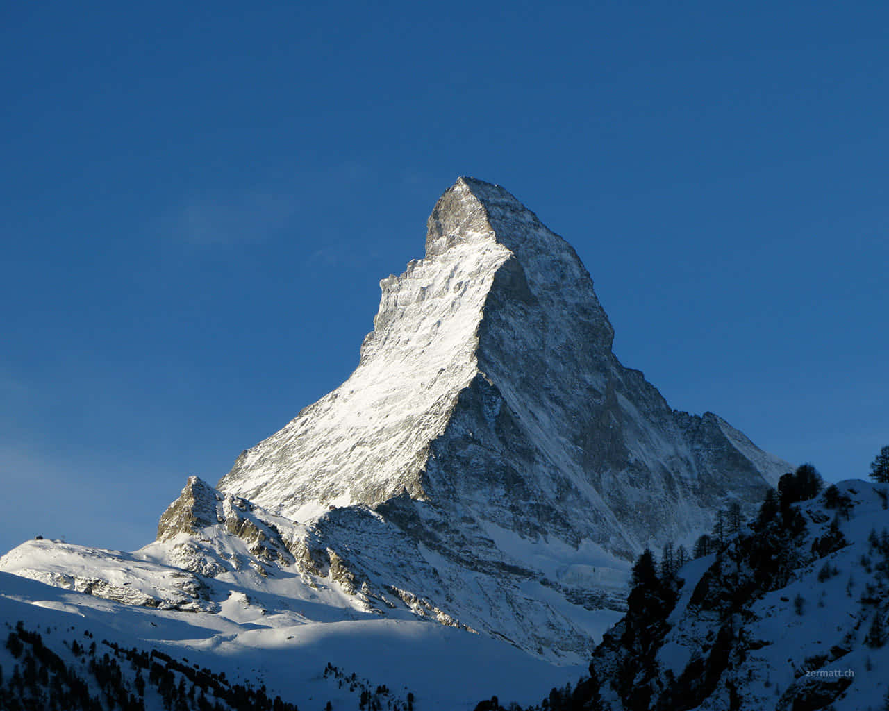 Matterhorn-bjerget Peak Landskab Maleri Tapet Wallpaper