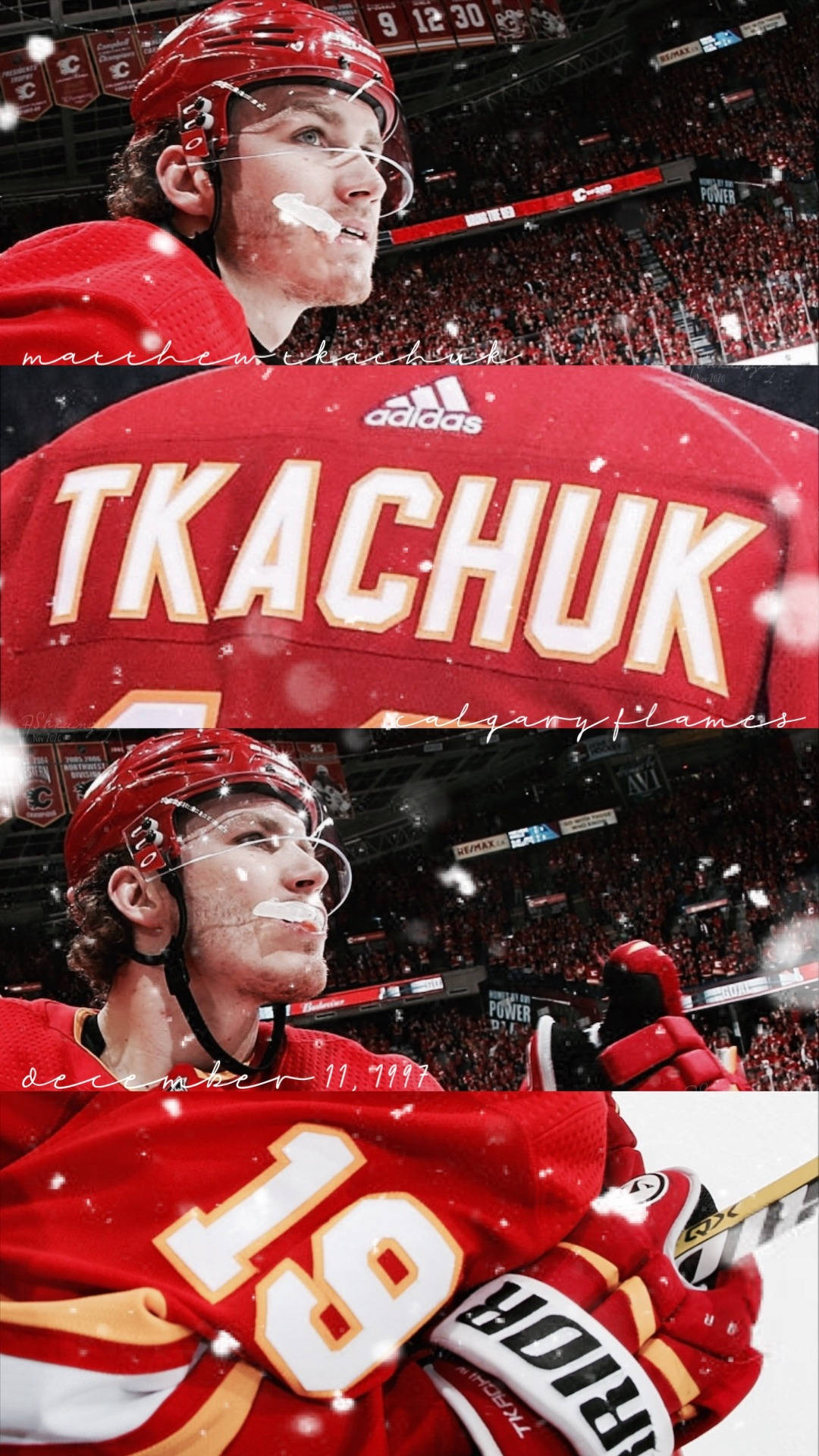 Matthewtkachuk, Camiseta Roja De Hockey Calgary Flames Número 19. Fondo de pantalla