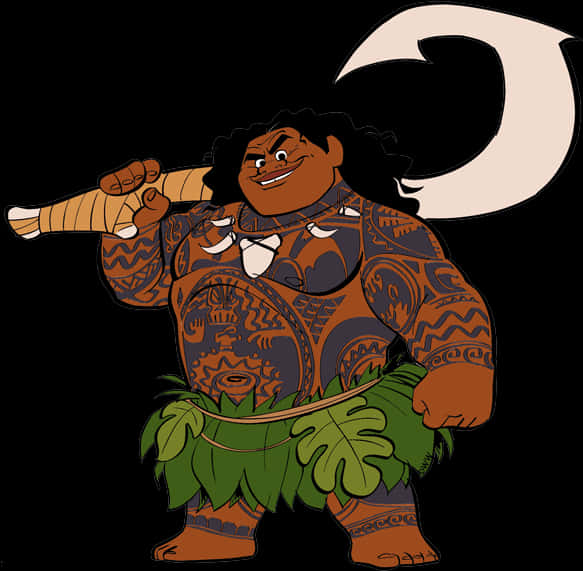 Mauiwith Hook Moana Character PNG