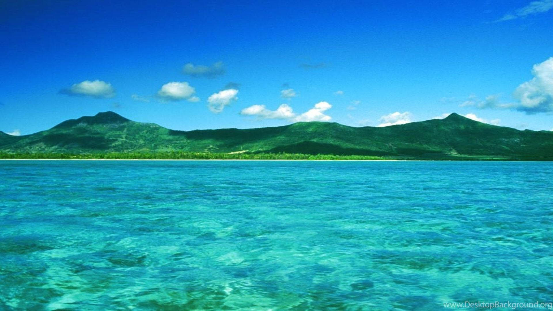 Mauritius Blue Sea And Mountain Wallpaper