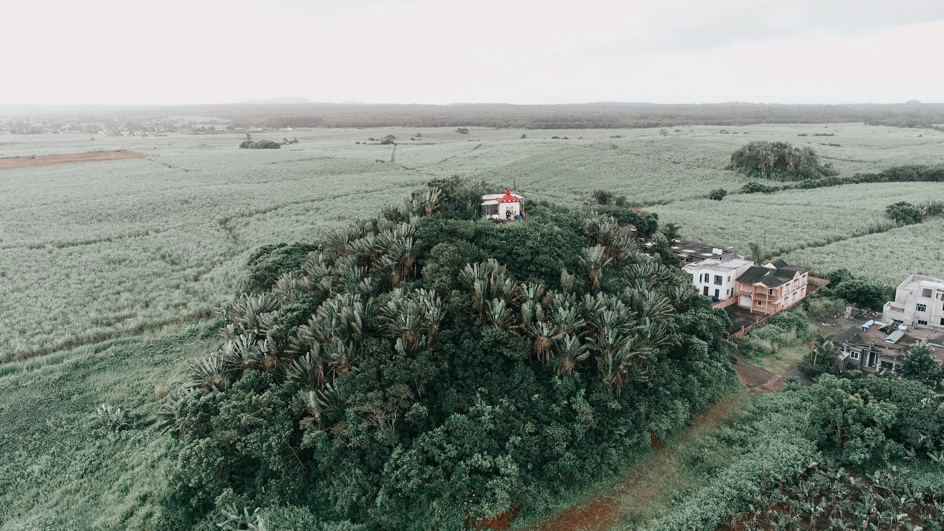 Mauritius Bondegård Land med Huse Wallpaper