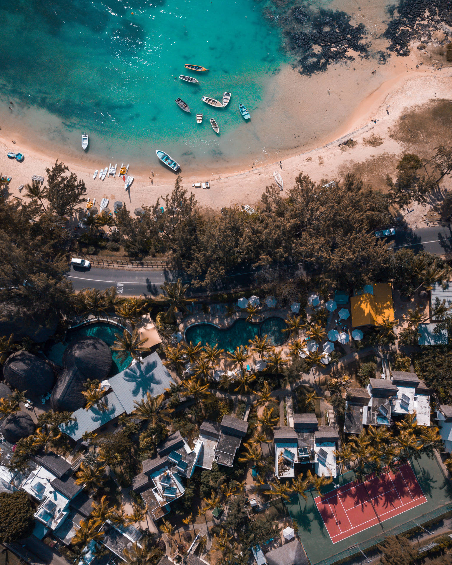 Casasy Barcos En La Isla Mauricio Fondo de pantalla