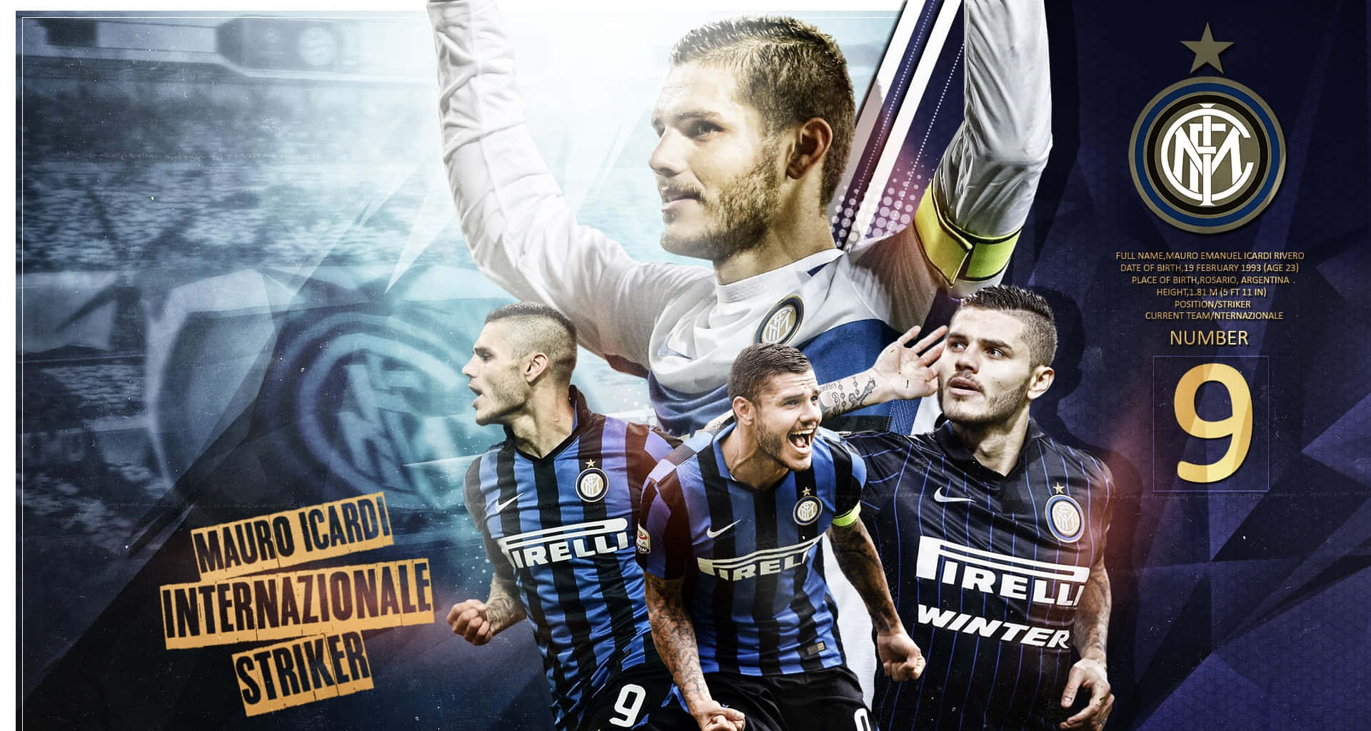 Mauro Icardi Inter Milan Striker Collage Wallpaper
