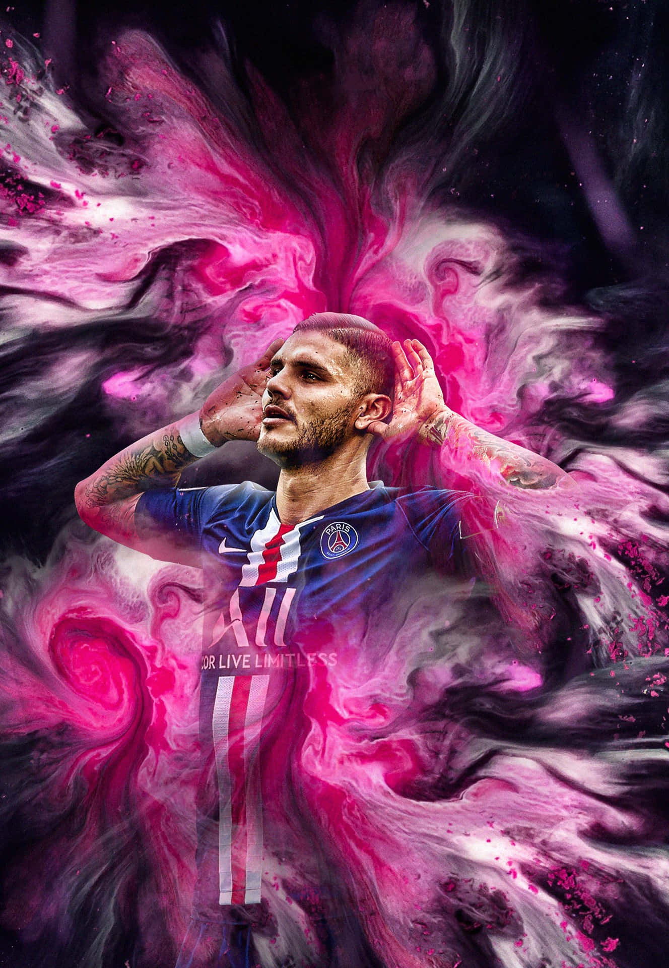 Mauro Icardi P S G Artistic Background Wallpaper